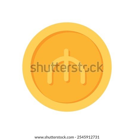 Azerbaijan manat Gold currency coin flat icon design illustrations