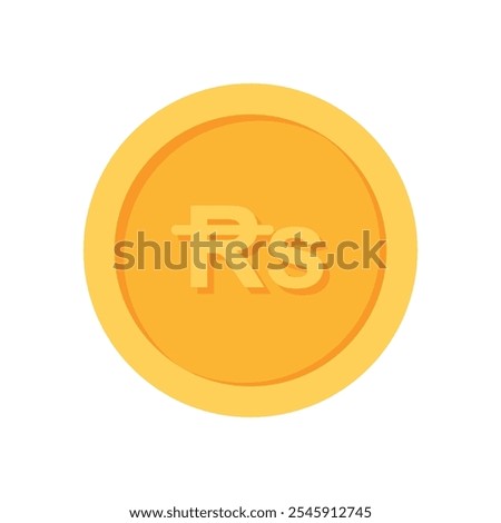 Mauritius Rupee Gold currency coin flat icon design illustrations 