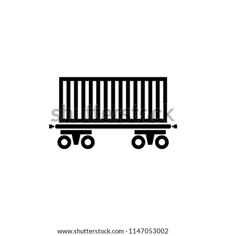 Cargo Wagon, Rail Car. Flat Vector Icon illustration. Simple black symbol on white background. Cargo Wagon, Rail Car sign design template for web and mobile UI element