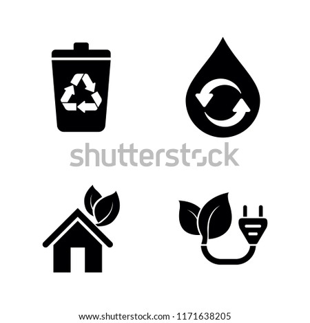 Ecology, ECO. Simple Related Vector Icons Set for Video, Mobile Apps, Web Sites, Print Projects and Your Design. Ecology, ECO icon Black Flat Illustration on White Background. Foto stock © 