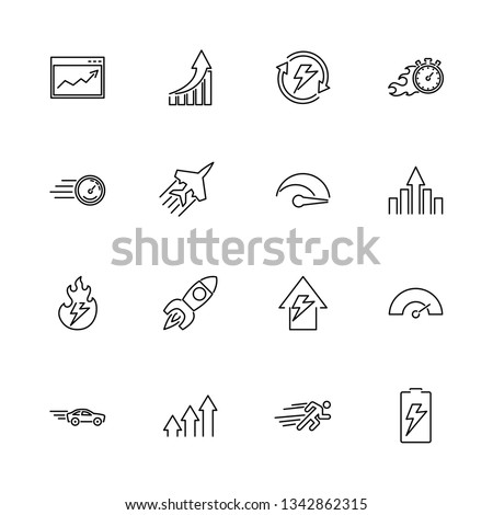 Performance, Productivity outline icons set - Black symbol on white background. Performance Simple Illustration Symbol - lined simplicity Sign. Flat Vector thin line Icon - editable stroke