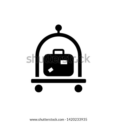 Baggage, Luggage, Suitcases Trolley. Flat Vector Icon illustration. Simple black symbol on white background. Baggage, Luggage, Suitcases Trolley sign design template for web and mobile UI element