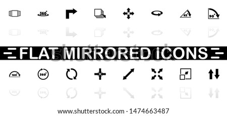 Rotate icons - Black symbol on white background. Simple illustration. Flat Vector Icon. Mirror Reflection Shadow. Can be used in logo, web, mobile and UI UX project.
