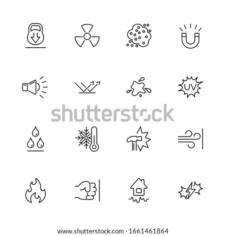 Influence, Impact, Effect outline icons set - Black symbol on white background. Influence, Impact, Effect Simple Illustration Symbol - lined simplicity Sign. Flat Vector thin line Icon editable stroke