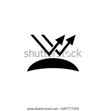 Surface Reflection, Contact Lens UV Resistance. Flat Vector Icon illustration. Simple black symbol on white background. UV Surface Reflection Lens sign design template for web and mobile UI element