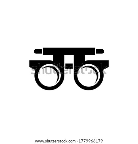 Eye Optometry Trial Lens, Correct Vision Test. Flat Vector Icon illustration. Simple black symbol on white background. Eye Trial Lens, Correct Vision sign design template for web and mobile UI element