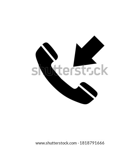 Incoming Call, Phone Handset with Arrow. Flat Vector Icon illustration. Simple black symbol on white background. Incoming Call, Handset with Arrow sign design template for web and mobile UI element