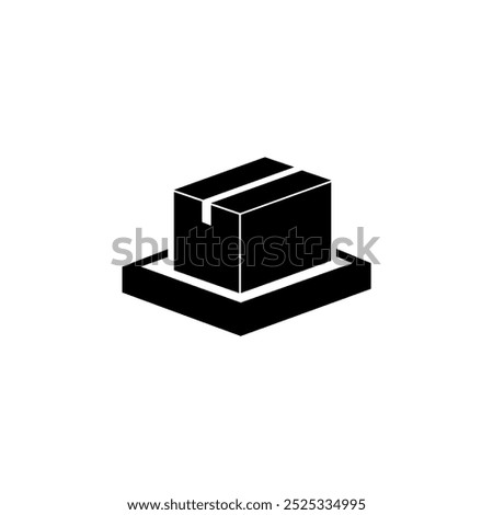 Box on storage scale filled outline icon, logistic and delivery, platform scale sign vector graphics, a black sign on a white background. Vector icon for website design, logo, app, ui