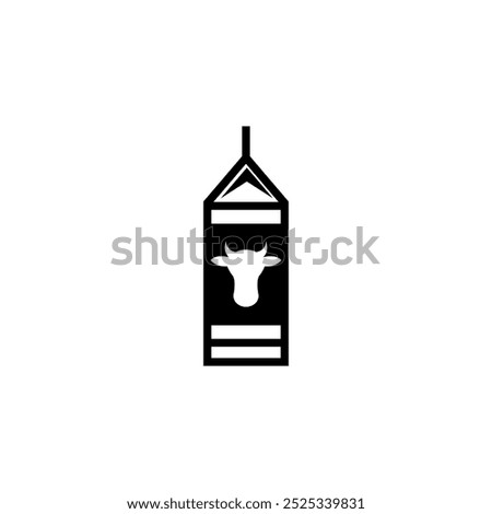 Modern, minimalist vector icon featuring a milk carton with a cow silhouette. Ideal for dairy product packaging and related designs.