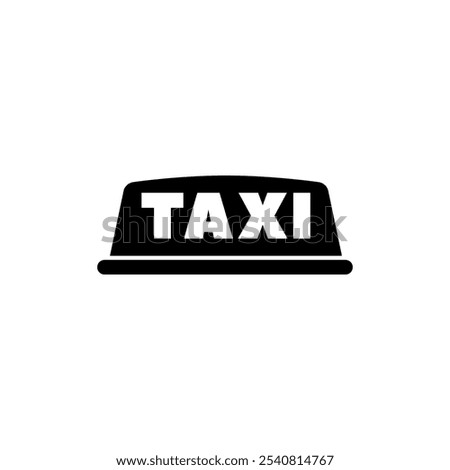 Black and white vector icon of a taxi cab sign, perfect for urban transport services.