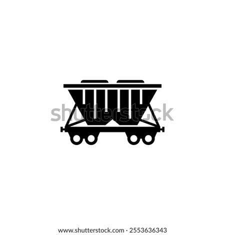 Simplified icon of a hopper car for rail transport graphics.