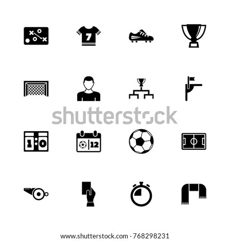 Soccer icons - Expand to any size - Change to any colour. Flat Vector Icons - Black Illustration on White Background.