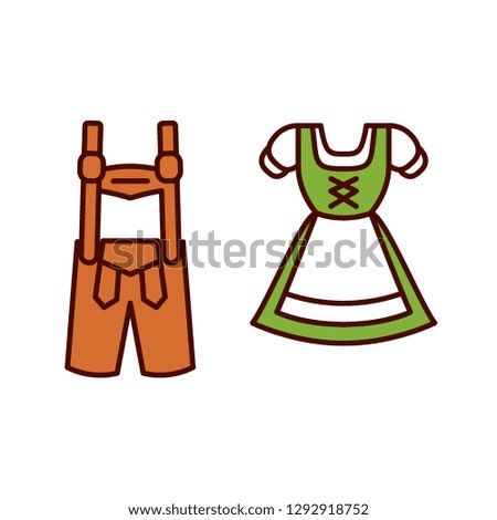 Vector Cartoon Dirndl And Lederhosen Emoji Icon Isolated