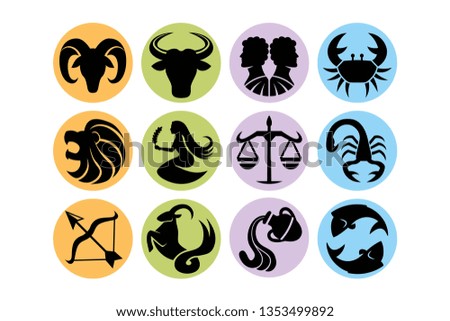 Vector Set Of Abstract Astrological Signs Isolated