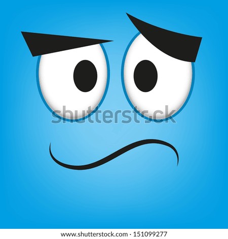 A Vector Cute Cartoon Blue Confused Face - 151099277 : Shutterstock