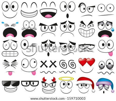 Vector Cartoon Set Of Thirty Different Faces - 159710003 : Shutterstock