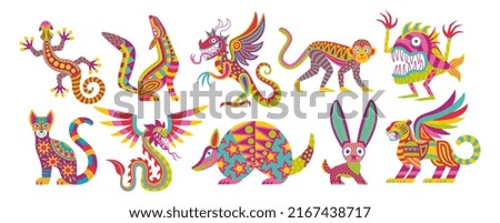 Vector Mexican Alebrijes Set Isolated