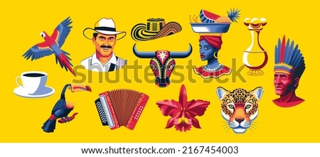 Vector Set Colombian Elements Isolated
