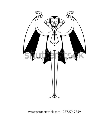 Dracula Character of Hallowen Isolated Retro Cartoon Vector