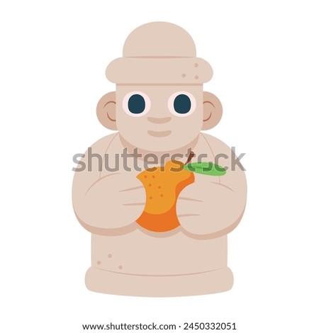 Vector Cute Dol Hareubang Stone Jeju Cartoon Illustration Isolated