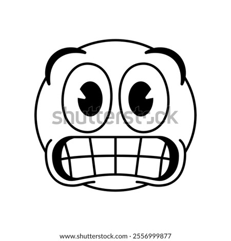 Vector Grimacing Face Emoji Cartoon Groovy Illustration Isolated