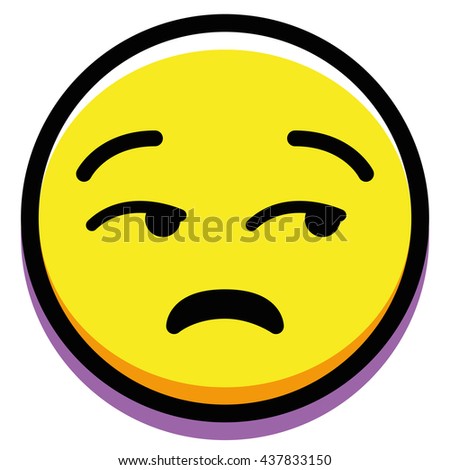 Vector Tired Face Isolated On White Background