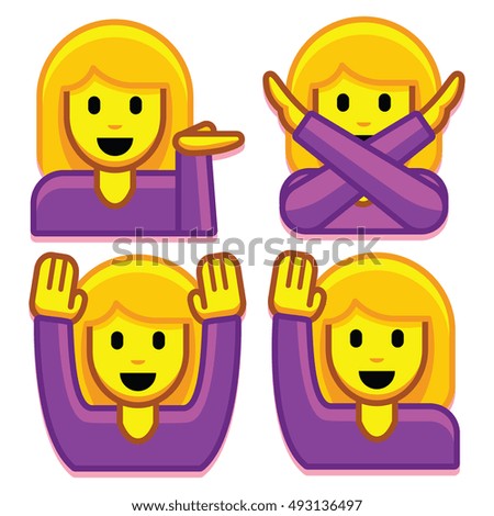 Vector Emoji Girl Set Isolated On White Background