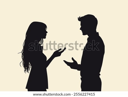 Image, Stock Photo Silhouette von einen Paar das sich kurz vor Sonnenuntergang auf einer Brücke trifft.