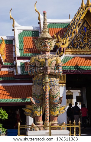Guard. Statue of a guard watching over the royal palace in Wat Phra Kaew, Bangkok. Thailand