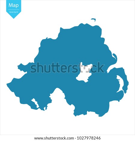 Abstract - High Detailed blue Map of Northern Ireland isolated on white background. for your web site design map logo, app, ui, Travel vector illustration eps10.