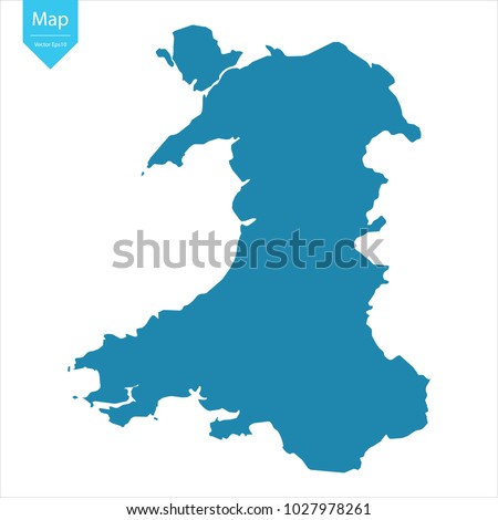 Abstract - High Detailed blue Map of Wales isolated on white background. for your web site design map logo, app, ui, Travel vector illustration eps10.