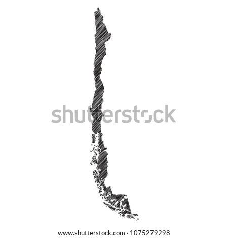 Scribble map of Chile. Sketch Country map black for infographic , brochures and presentations. isolated on white background. Vector illustration eps 10.