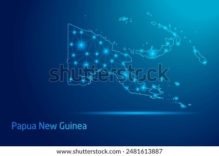 Papua New Guinea map - concept of communication technology, graphic of low poly.