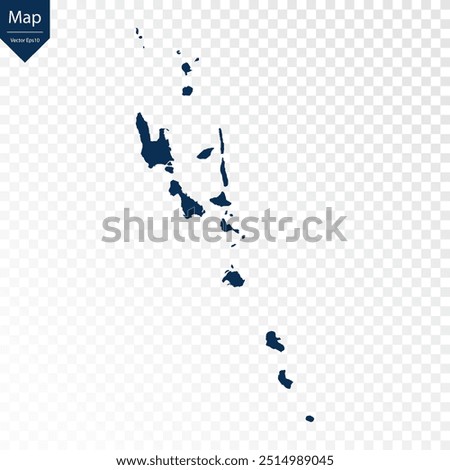 Transparent - High Detailed Blue Map of Vanuatu. Vector eps10.