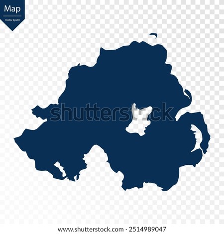 Transparent - High Detailed Blue Map of Northern Ireland. Vector eps10.