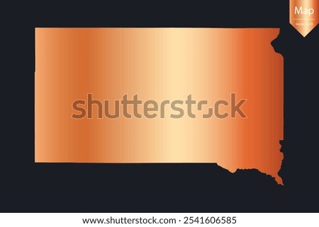 Abstract - High Detailed Copper Map of South Dakota. Vector illustration eps10.	
