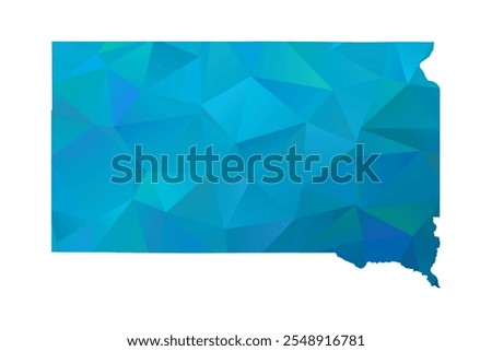 Map of South Dakota - Blue Polygonal Design For Your. Vector illustration eps 10.