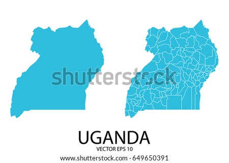 Couple Set Map - Blue Map of Uganda.