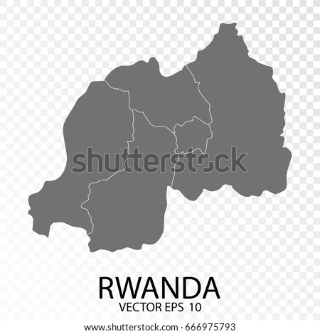 Transparent - Grey Map of Rwanda. Vector Eps 10.