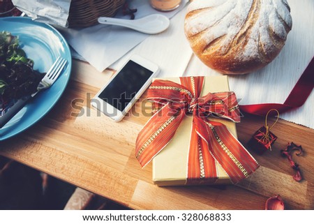 Gift box on table