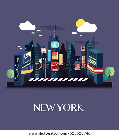 Time Square New York.Vector Illustration.