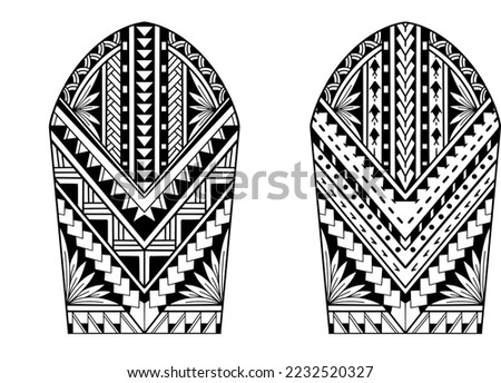 Wrap around arm polynesian tattoo set design. Pattern aboriginal samoan. illustration EPS10