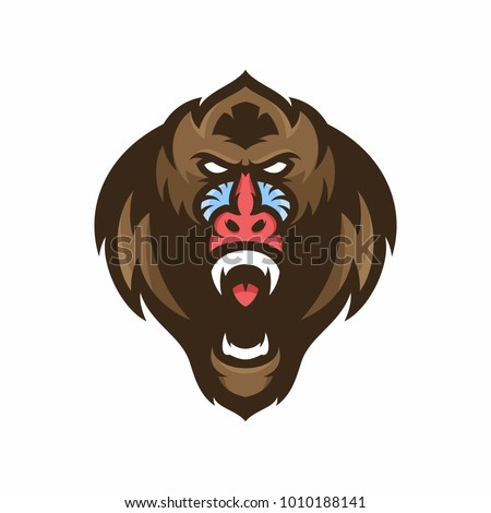 Animal Head - mandrill monkey - vector logo/icon illustration mascot