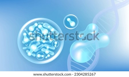 Probiotic and Hyaluronic acid skin solutions ad, blue collagen, and vitamin serum drop with cosmetic advertising background ready to use illustration vector.	