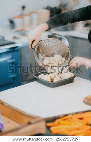 Similar – Image, Stock Photo Crop woman cutting mushroom over bowl