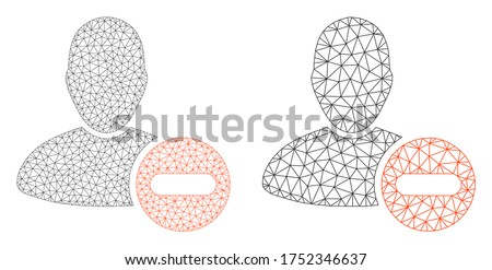 Mesh vector remove user icon. Mesh carcass remove user image in low poly style with structured triangles, nodes and lines. Mesh concept of triangulated remove user, on a white background.