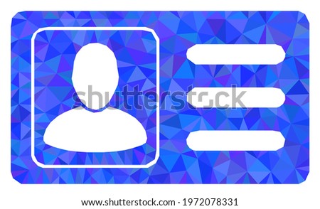 Triangle user account card polygonal icon illustration. User Account Card lowpoly icon is filled with triangles. Flat filled abstract mesh image based on user account card icon.