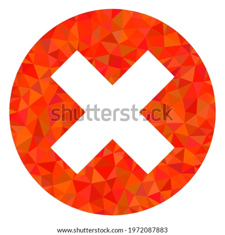 Triangle delete polygonal symbol illustration. Delete lowpoly icon is filled with triangles. Flat filled geometric mesh symbol based on delete icon.