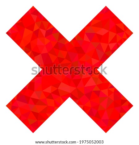 Triangle x-cross polygonal icon illustration. X-Cross lowpoly icon is filled with triangles. Flat filled abstract mesh symbol based on x-cross icon.