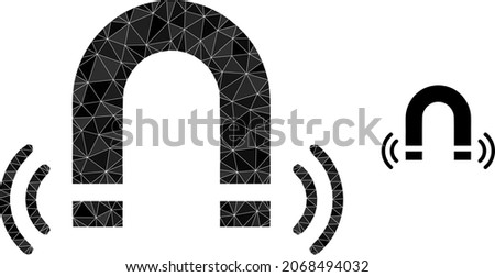 Low-poly magnet field icon on a white background. Flat geometric polygonal illustration based on magnet field icon. Polygonal magnet field vector is filled from chaotic triangles.